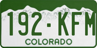 CO license plate 192KFM