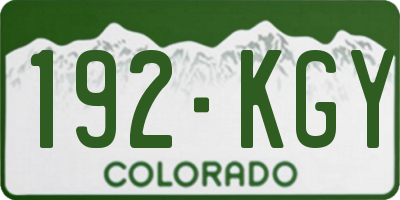 CO license plate 192KGY