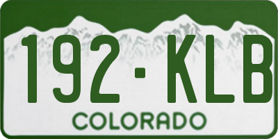 CO license plate 192KLB