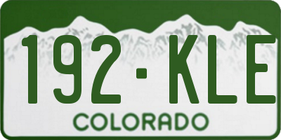 CO license plate 192KLE
