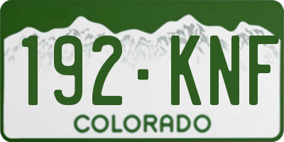 CO license plate 192KNF
