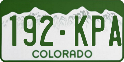 CO license plate 192KPA