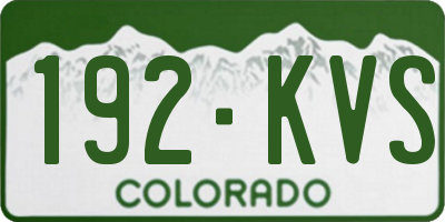 CO license plate 192KVS
