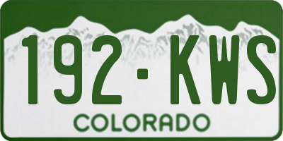 CO license plate 192KWS