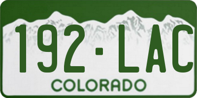 CO license plate 192LAC