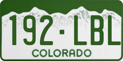 CO license plate 192LBL