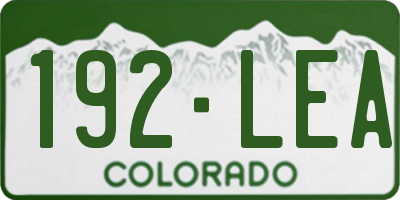 CO license plate 192LEA