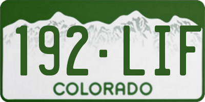 CO license plate 192LIF