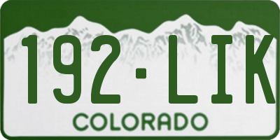 CO license plate 192LIK
