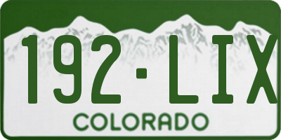 CO license plate 192LIX