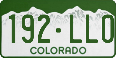 CO license plate 192LLO