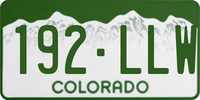 CO license plate 192LLW