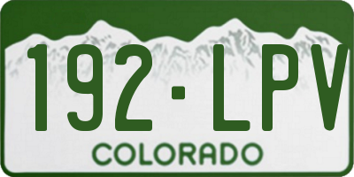 CO license plate 192LPV