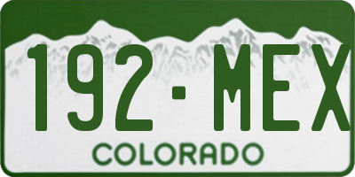 CO license plate 192MEX
