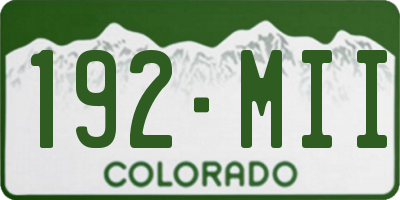 CO license plate 192MII