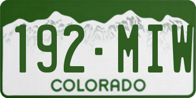 CO license plate 192MIW