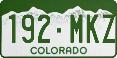 CO license plate 192MKZ