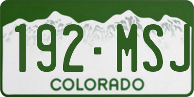 CO license plate 192MSJ