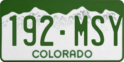 CO license plate 192MSY