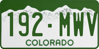 CO license plate 192MWV