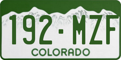 CO license plate 192MZF