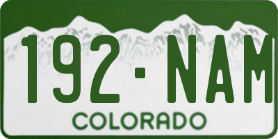CO license plate 192NAM