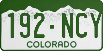 CO license plate 192NCY