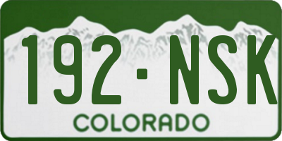 CO license plate 192NSK
