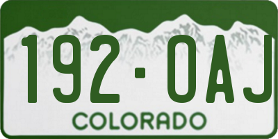 CO license plate 192OAJ