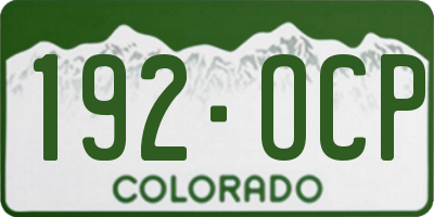 CO license plate 192OCP