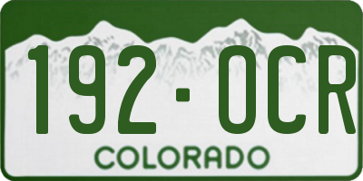 CO license plate 192OCR