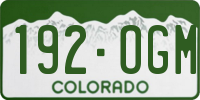 CO license plate 192OGM