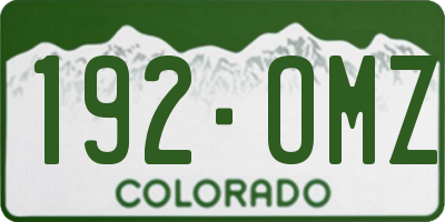 CO license plate 192OMZ