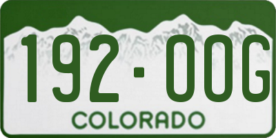 CO license plate 192OOG