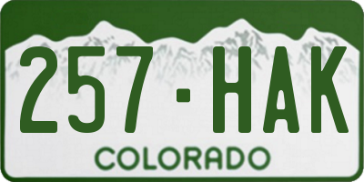 CO license plate 257HAK