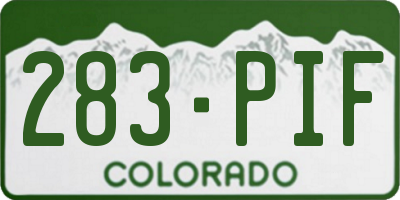 CO license plate 283PIF