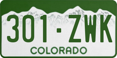 CO license plate 301ZWK