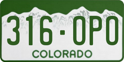 CO license plate 316OPO