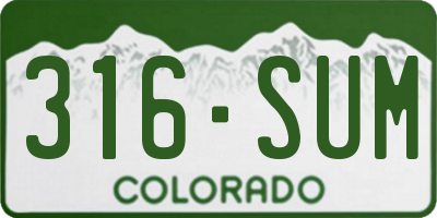 CO license plate 316SUM