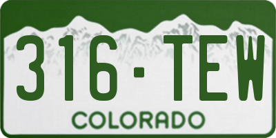 CO license plate 316TEW