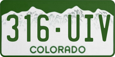 CO license plate 316UIV