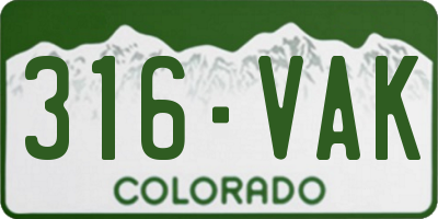 CO license plate 316VAK