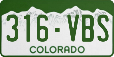 CO license plate 316VBS