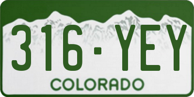 CO license plate 316YEY