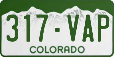 CO license plate 317VAP