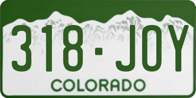 CO license plate 318JOY