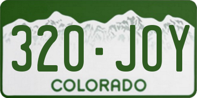 CO license plate 320JOY