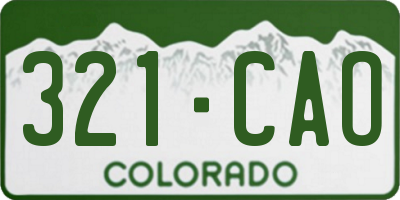 CO license plate 321CAO