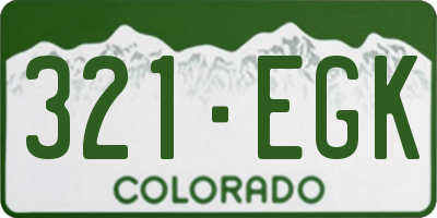 CO license plate 321EGK