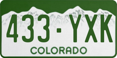 CO license plate 433YXK